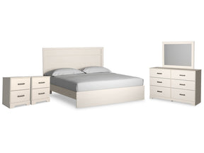 Stelsie White King Panel Bedroom Set with Dresser, Mirror and Nightstand (Online Special Price) - Ornate Home