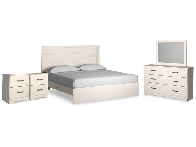Stelsie White King Panel Bedroom Set with Dresser, Mirror and Nightstand (Online Special Price) - Ornate Home