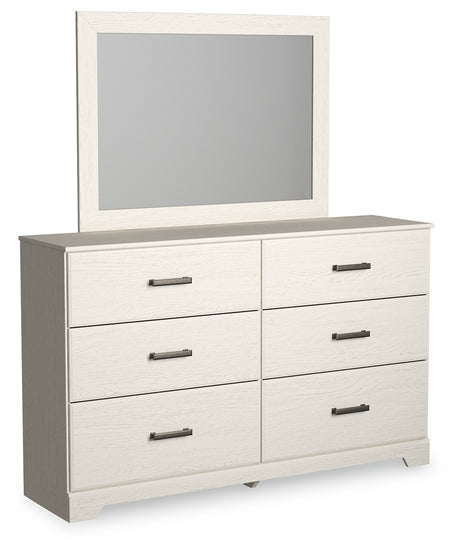 Stelsie White King Panel Bedroom Set with Dresser, Mirror and Nightstand - Ornate Home