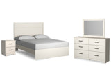 Stelsie White Queen Panel Bed w/Dresser & Mirror & Nightstand (Online Special Price) - Ornate Home