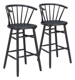 Stenger Black Barstool (Set of 2) - Ornate Home