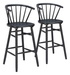 Stenger Black Barstool (Set of 2) - Ornate Home