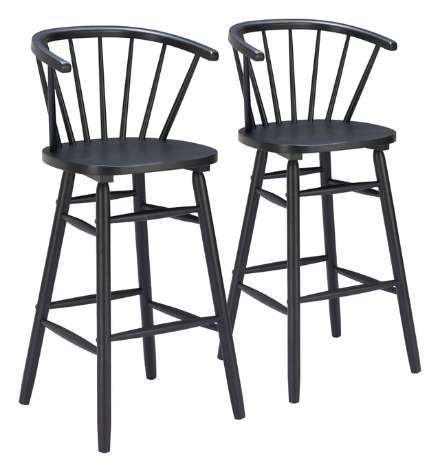 Stenger Black Barstool (Set of 2) - Ornate Home