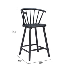 Stenger Black Counter Stool (Set of 2) - Ornate Home