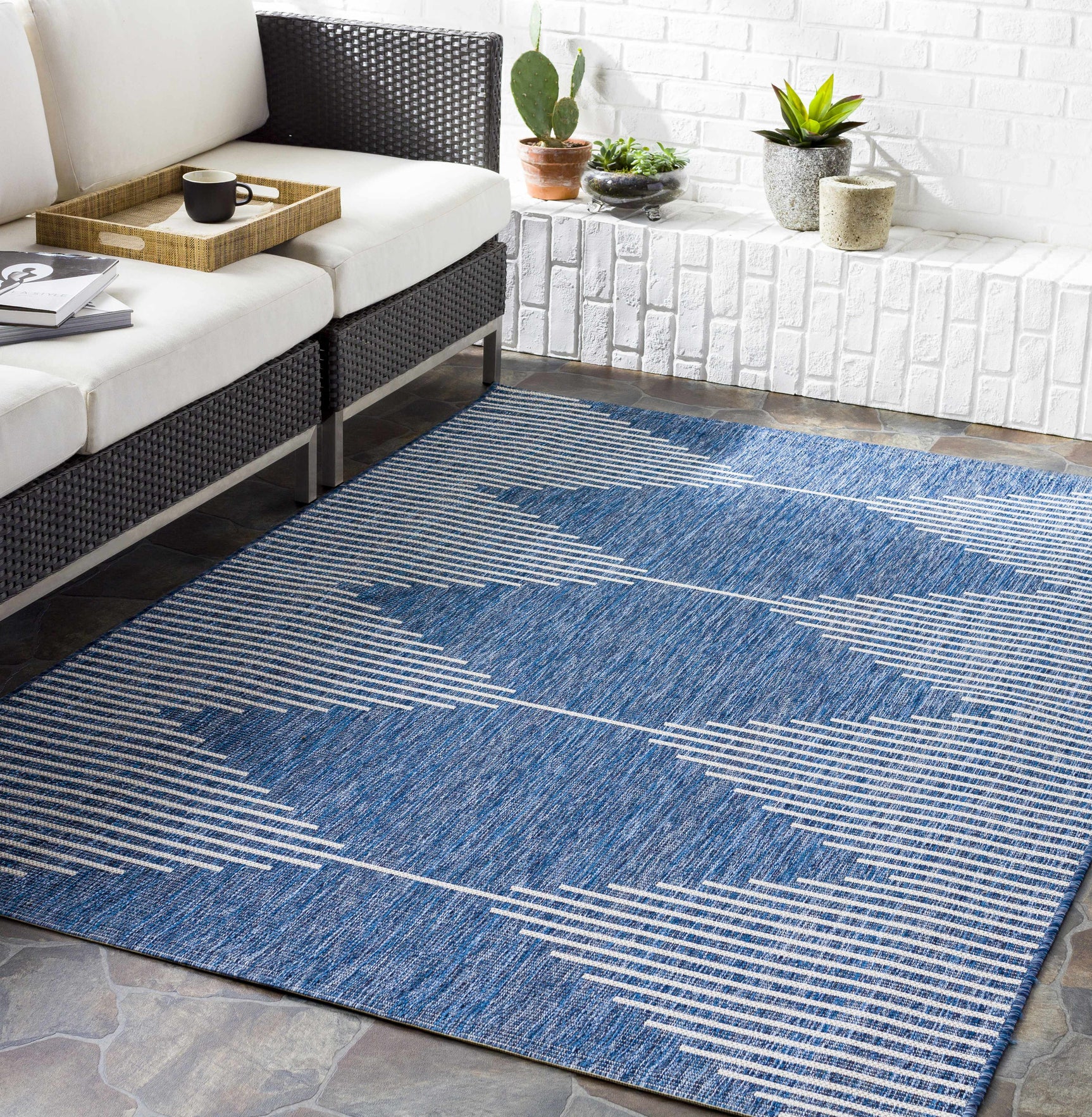 Stephan Navy Outdoor Rug - Ornate Home