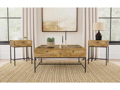 Stephie Honey Brown 3-piece Square Coffee and End Table Set - Ornate Home
