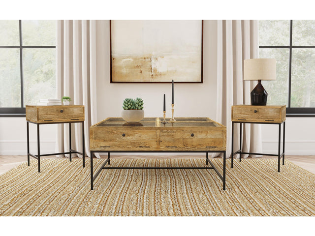 Stephie Honey Brown 3-piece Square Coffee and End Table Set - Ornate Home