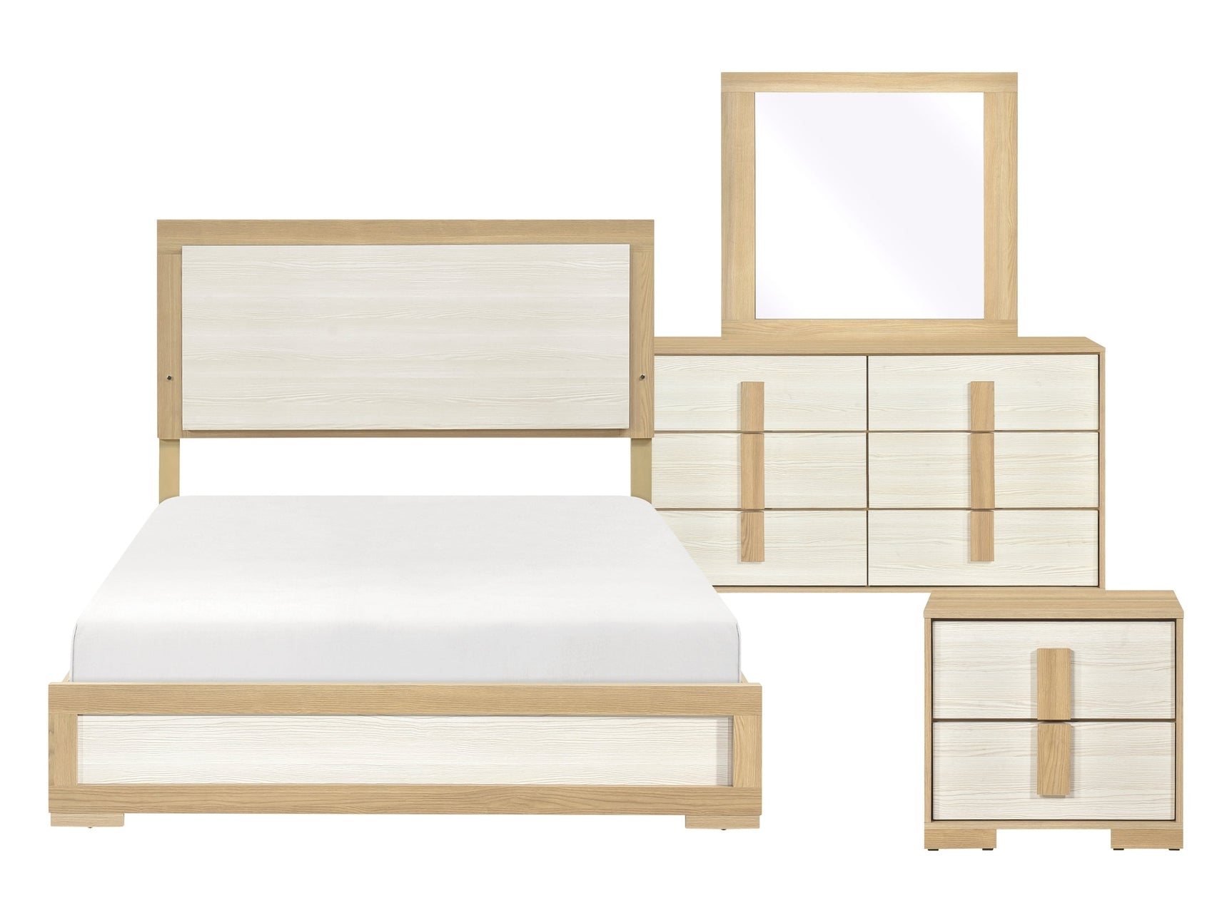 Sterling Natural/White 4-Piece Queen Bedroom Set - Ornate Home