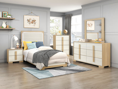 Sterling Natural/White 5-Piece Twin Bedroom Set - Ornate Home