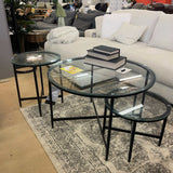 Stetzer Coffee Table 3pc Set Black Metal / Tempered Glass - Ornate Home