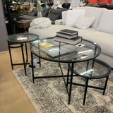 Stetzer Coffee Table 3pc Set Black Metal / Tempered Glass - Ornate Home