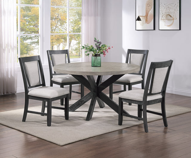 Stevens Charcoal Black/Light Gray 5-Piece Round Dining Set - Ornate Home