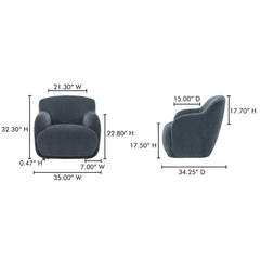 Stevie Slate Blue Lounge Chair - Ornate Home