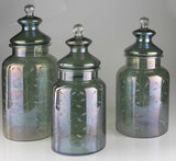 Stewartville Green Etched Glass Jar - Clearance - Ornate Home