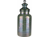 Stewartville Green Etched Glass Jar - Ornate Home