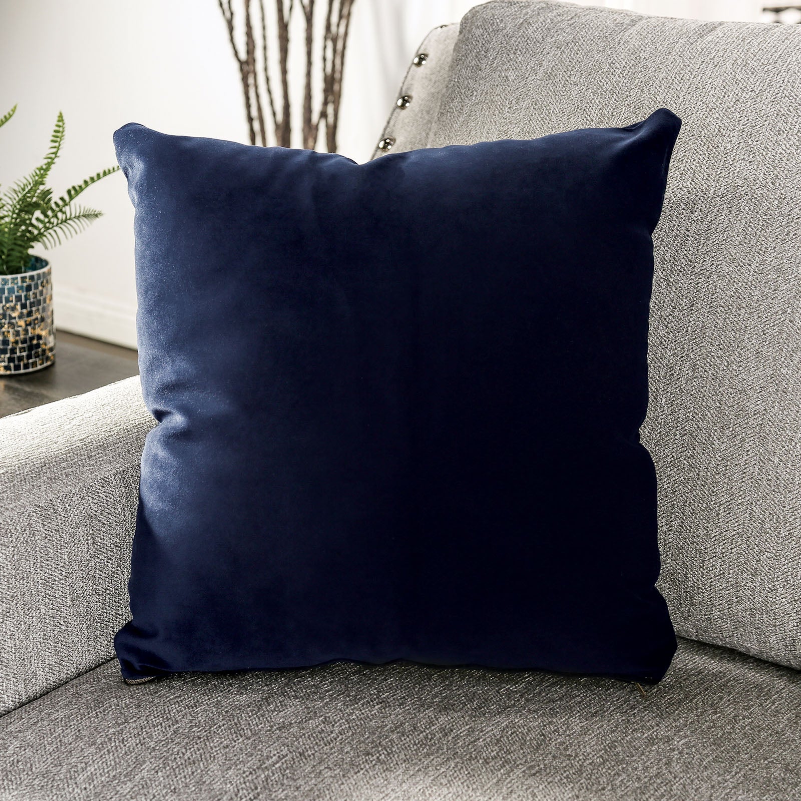 Stickney Light Gray/Navy Loveseat - Ornate Home