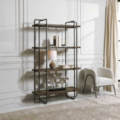 Stilo Brown/Gray/Woodtone Urban Industrial Etagere - Ornate Home