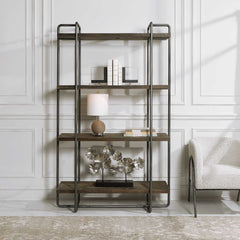 Stilo Brown/Gray/Woodtone Urban Industrial Etagere - Ornate Home