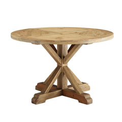 Stitch Brown 47" Round Pine Wood Dining Table - Ornate Home