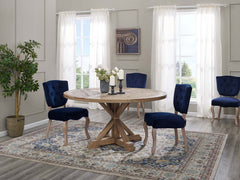 Stitch Brown 59" Round Pine Wood Dining Table - Ornate Home