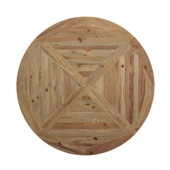 Stitch Brown 59" Round Pine Wood Dining Table - Ornate Home