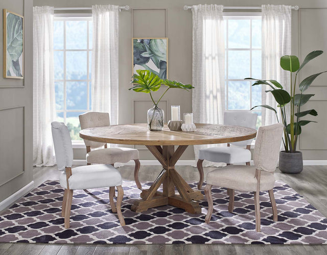 Stitch Brown 71" Round Pine Wood Dining Table - Ornate Home