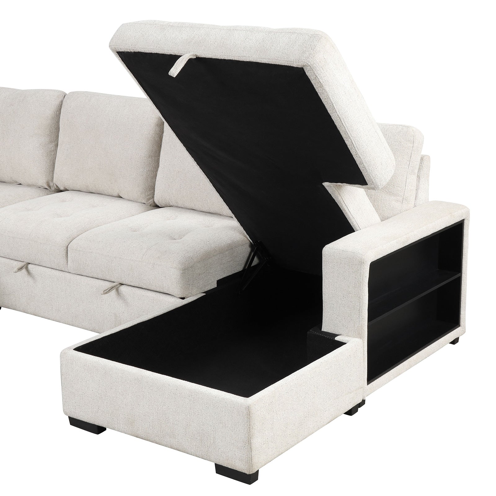 Stockwell Beige Sleeper Sectional Sofa - Ornate Home