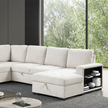 Stockwell Beige Sleeper Sectional Sofa - Ornate Home