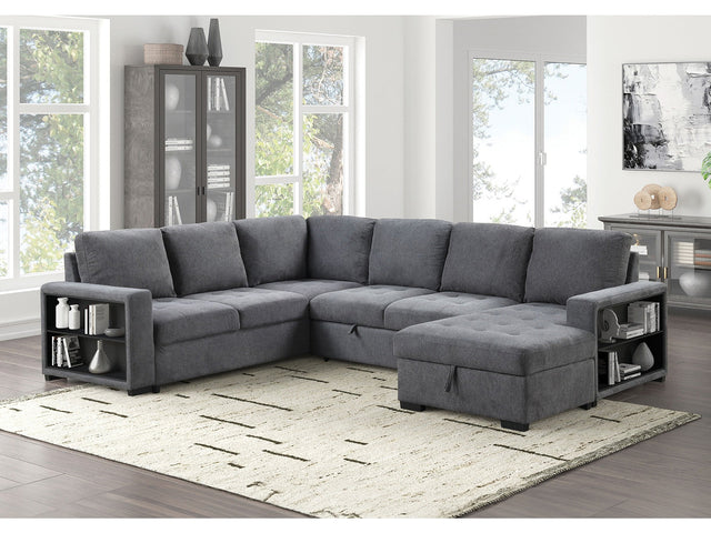 Stockwell Dark Gray Sleeper Sectional Sofa - Ornate Home