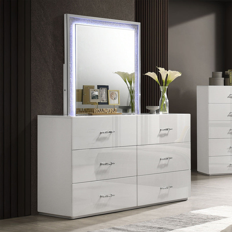 Stoholm White Mirror w/ LED - Ornate Home