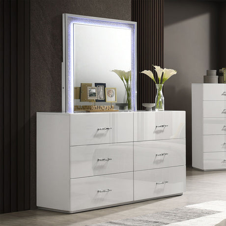 Stoholm White Mirror w/ LED - Ornate Home