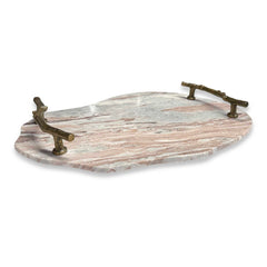 Stone And Twig Gold/Gray/White Indoor-Outdoor Tray - Ornate Home