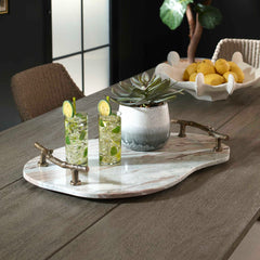 Stone And Twig Gold/Gray/White Indoor-Outdoor Tray - Ornate Home