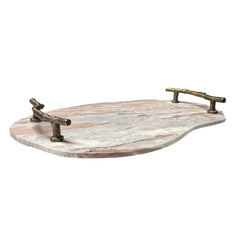 Stone And Twig Gold/Gray/White Indoor-Outdoor Tray - Ornate Home