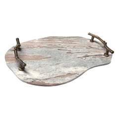 Stone And Twig Gold/Gray/White Indoor-Outdoor Tray - Ornate Home