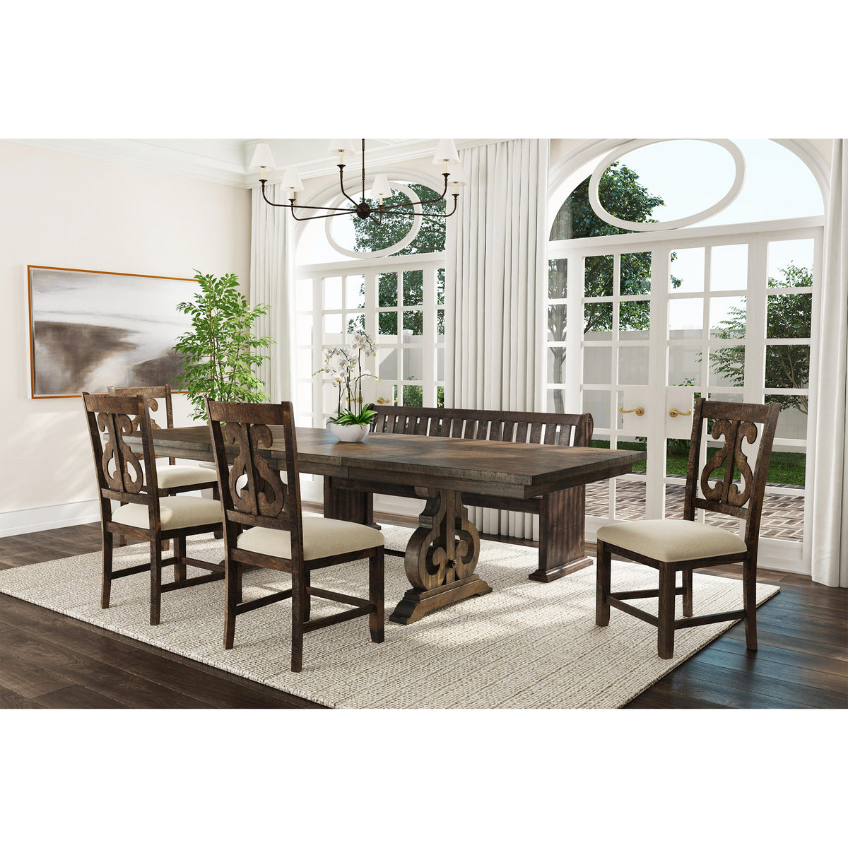 Stone Charcoal 6-Piece Dining Set - Ornate Home