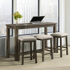 Stone Gray Occasional Bar Table Set (Table + Three Stools) - Ornate Home