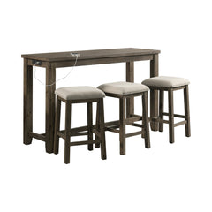 Stone Gray Occasional Bar Table Set (Table + Three Stools) - Ornate Home