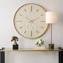 Stone Serenity Gold/White Wall Clock - Ornate Home
