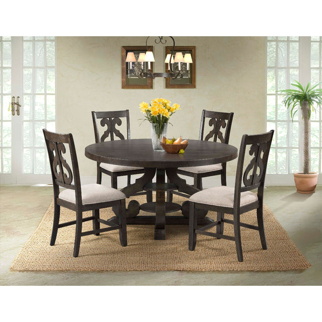 Stone Smokey Walnut 5-Piece Round Dining Set - Ornate Home