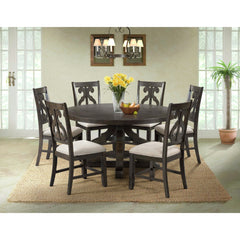 Stone Smokey Walnut 7-Piece Round Dining Set - Ornate Home