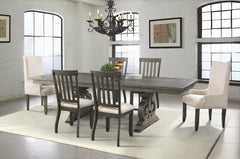 Stone Smokey Walnut/Cream 7-Piece Dining Set - Ornate Home