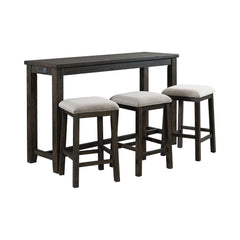 Stone Smokey Walnut Occasional Bar Table Set (Table + Three Stools) - Ornate Home