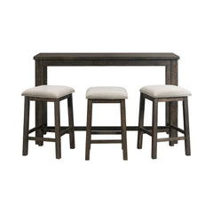 Stone Smokey Walnut Occasional Bar Table Set (Table + Three Stools) - Ornate Home
