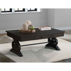 Stone Smokey Walnut Occasional Coffee Table with PU Base - Ornate Home