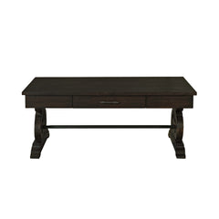 Stone Smokey Walnut Occasional Coffee Table with PU Base - Ornate Home