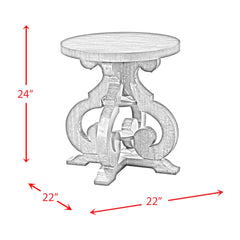 Stone Smokey Walnut Occasional Round Side Table with PU Base - Ornate Home