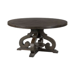 Stone Smokey Walnut Round Dining Table with PU Base - Ornate Home