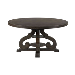 Stone Smokey Walnut Round Dining Table with PU Base - Ornate Home