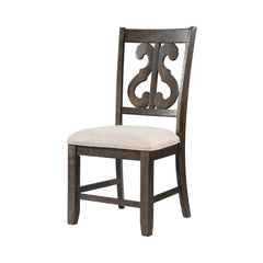 Stone Smokey Walnut Wooden Swirl Back Side Chair (Set of 2) - Ornate Home